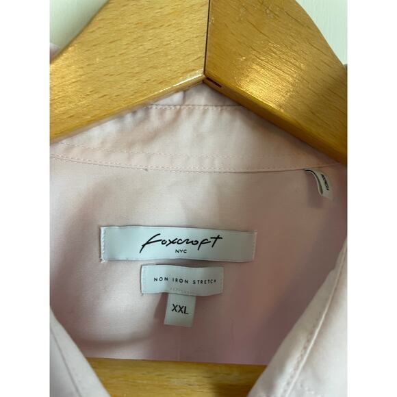 Foxcroft Taylor 3/4 Sleeve Non-Iron Stretch Shirt pink solid button up XXL - Picture 6 of 7